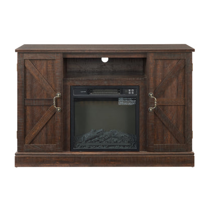 Farmhouse Classic Media TV Stand Antique Entertainment Console for TV up to 50" with 18" Electric Fireplace Insert V.I.P Digital Presence