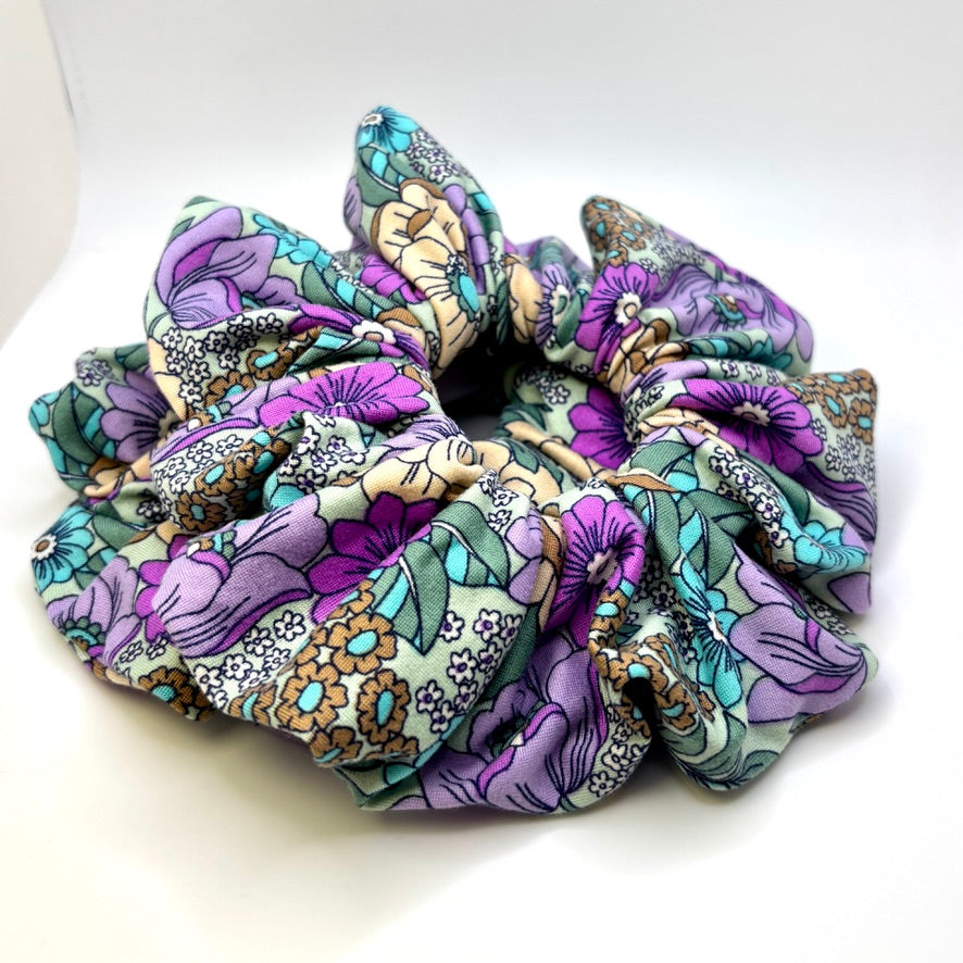 Purple & Green Floral Scrunchie Enchanted Scrunch
