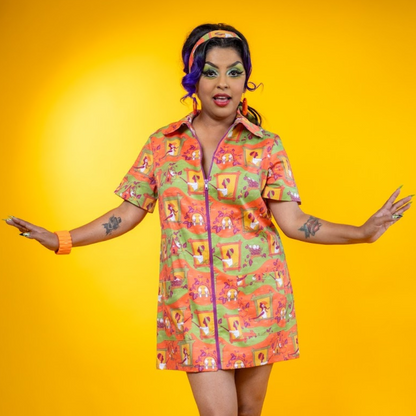 Brownstone Betties Zip-front Mini in Pumpkin & Olive Blue Platypus Clothing