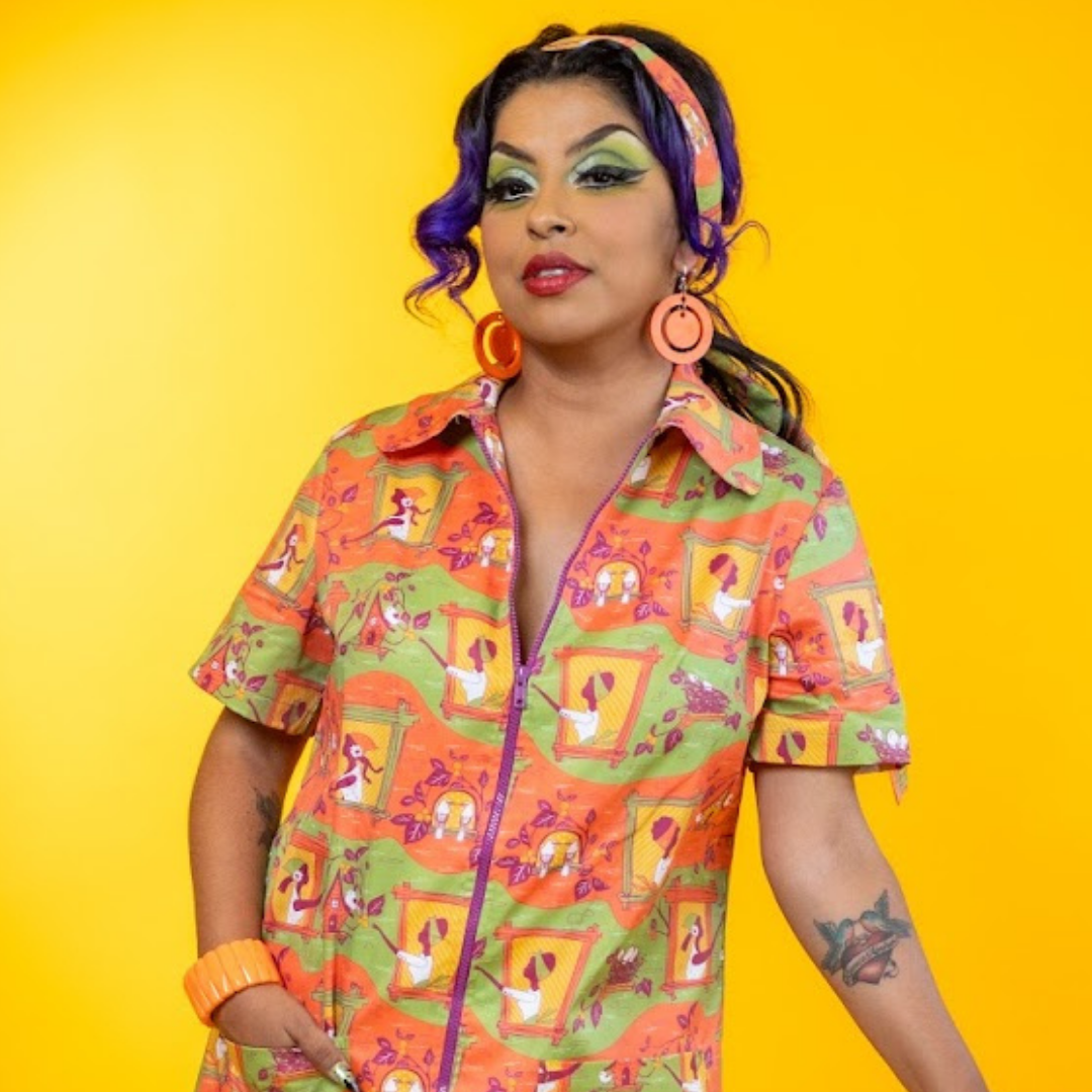 Brownstone Betties Zip-front Mini in Pumpkin & Olive Blue Platypus Clothing