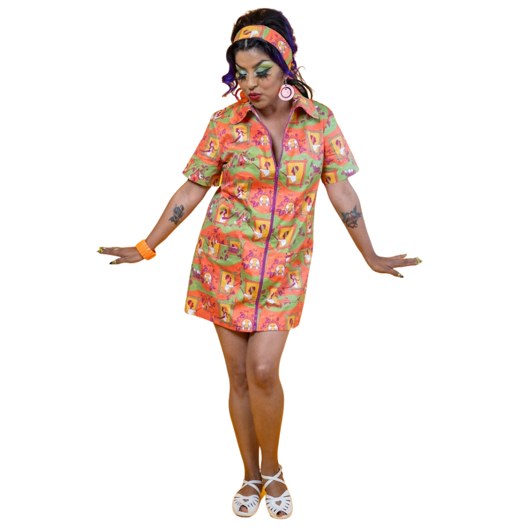 Brownstone Betties Zip-front Mini in Pumpkin & Olive Blue Platypus Clothing