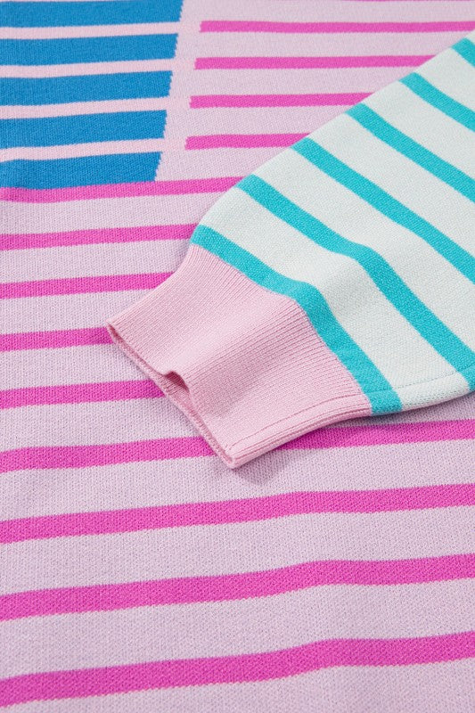 Plus Size Stripe Colorblock Half Zip Sweater Shop Style & More | Fresh Looks, Everyday Deals & Free Shipping