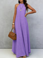 Women's Ice Silk Crinkle Sleeveless Swing Maxi Dress FitiqueFit