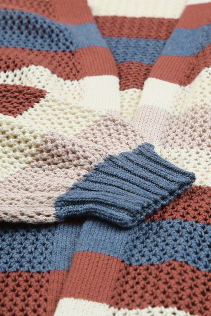Stripe Colorblock Hollow-Out Cardigan Shop Style & More | Fresh Looks, Everyday Deals & Free Shipping