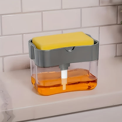 Modern Space-Themed • 1pc ABS Plastic Dish Soap Dispenser • Sponge Holder • Lightweight Square Kitchen Sink Accessory • Hand Wash Only • Solid Color Design NovaCart