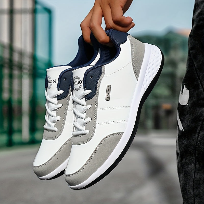 VanWeir Lightweight Men'S Shoes | Navy Blue/White, Lace-up sneakers with MD/TPR Sole, Breathable Fabric Lining for Outdoor, Hiking & Casual Wear NovaCart
