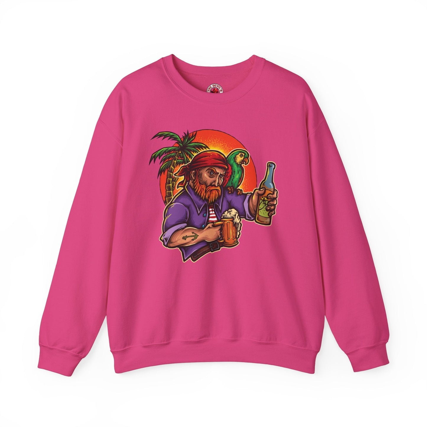 Sunset Pirate Beer Crewneck Sweatshirt The Devil's Pickle