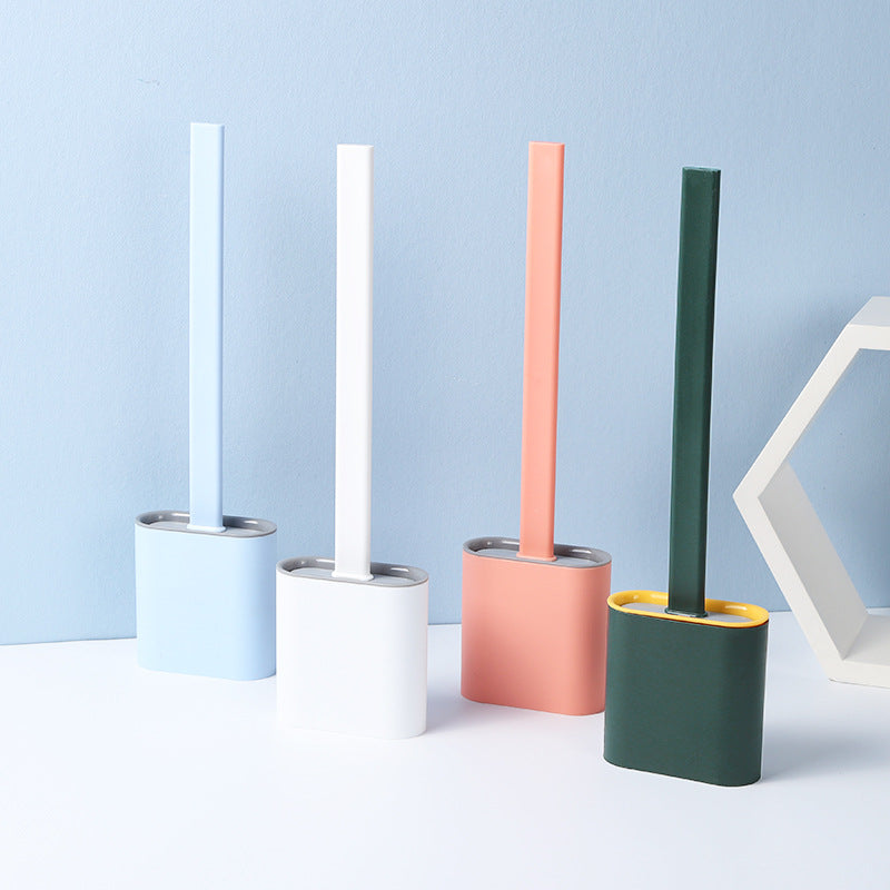 Creative Wall-Mounted Cracked Soft Glue Long Handle Imitation Silicone Toilet Brush Set Household Toilet Cleaning Brush