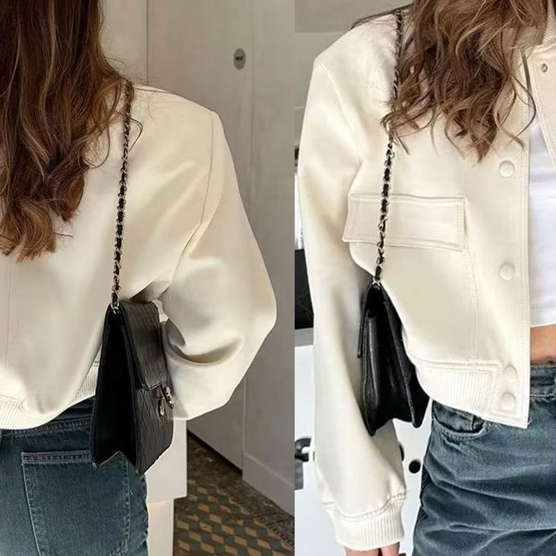 Women's Solid Color Long Sleeve Baseball Jacket FitiqueFit