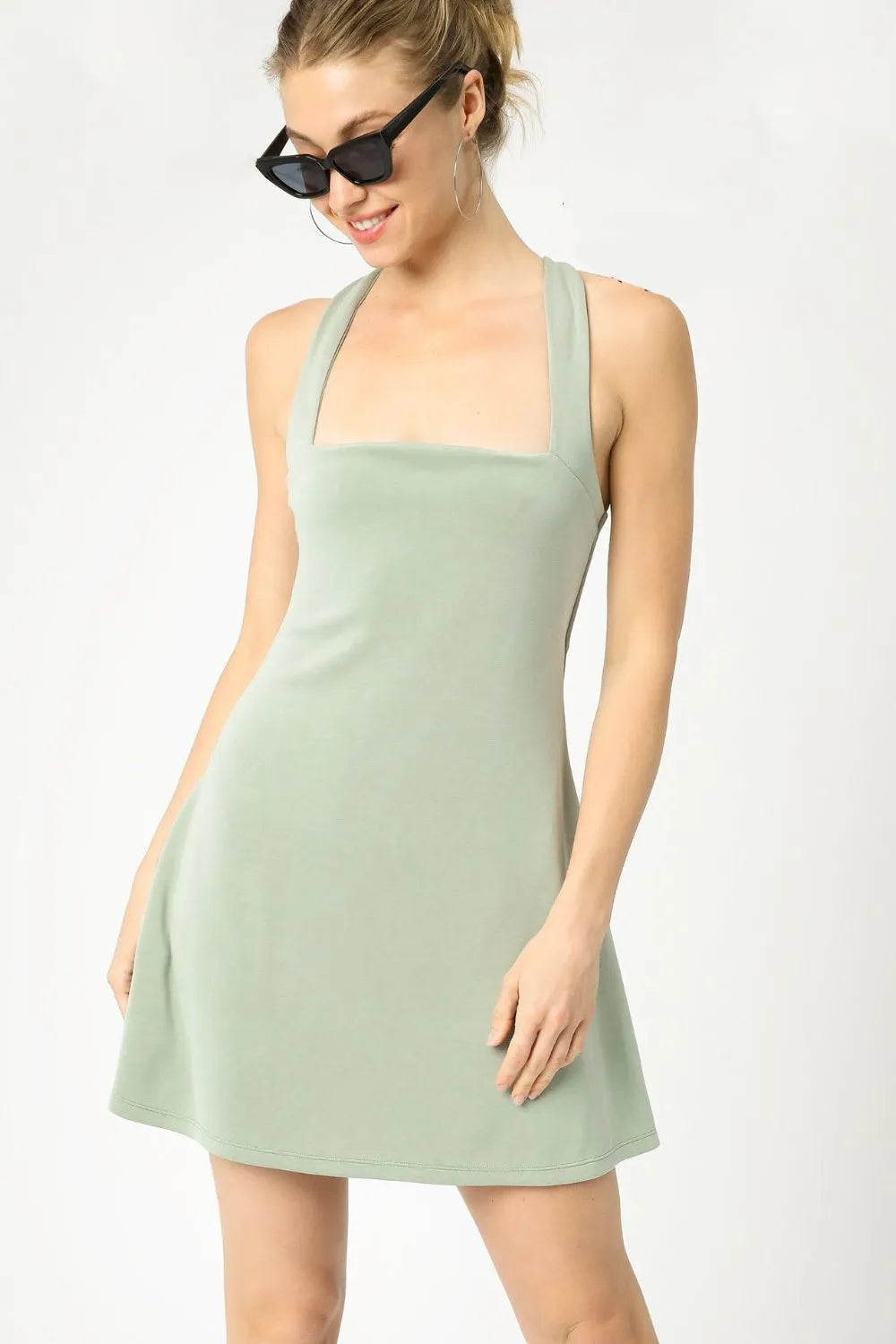 Umgee Crisscross Square Neck Active Dress West2East Surf