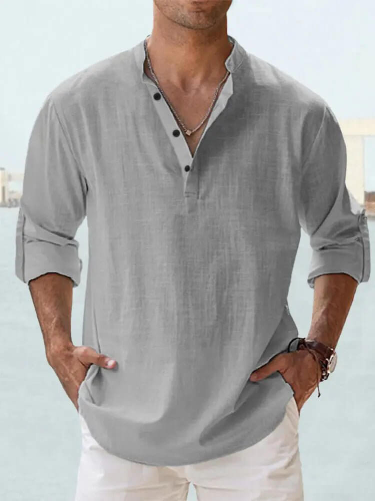 Men's Cotton Linen Long Sleeve Casual Shirt  Loose Tops SnagBag