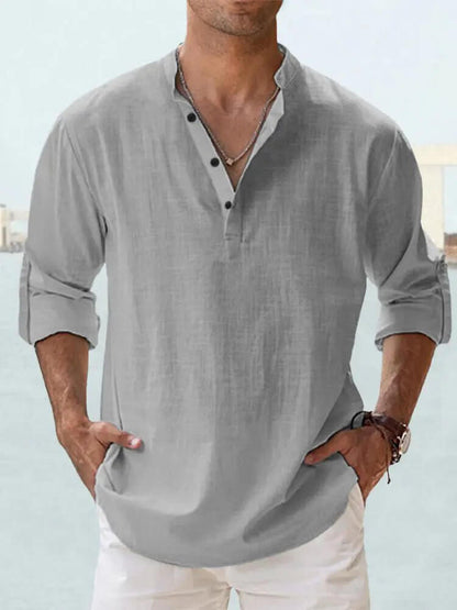 Men's Cotton Linen Long Sleeve Casual Shirt  Loose Tops SnagBag