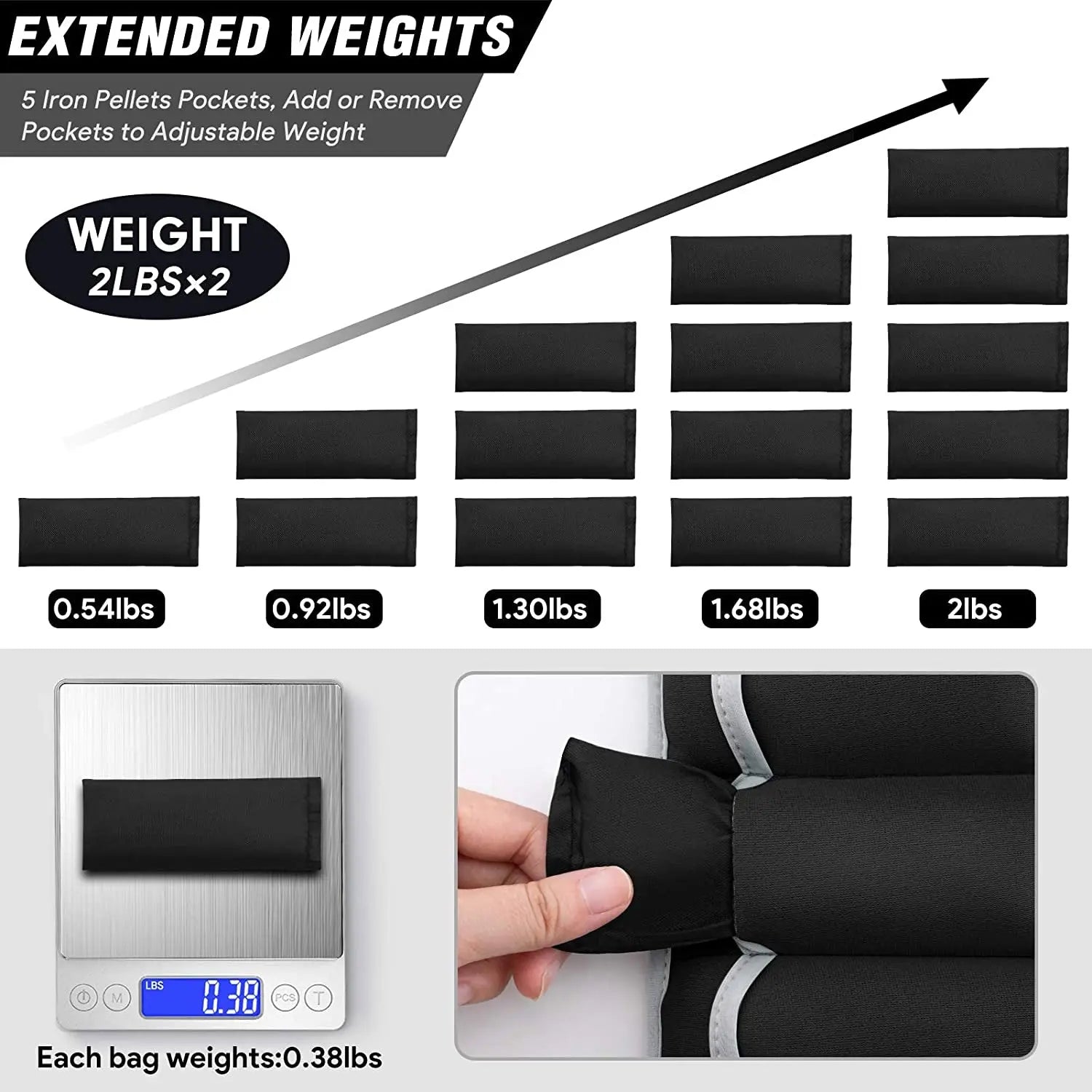 YYOJ  Ankle Weights, Adjustable Leg Weights Straps for Exercise, Wrist Weight Set for Women and Men