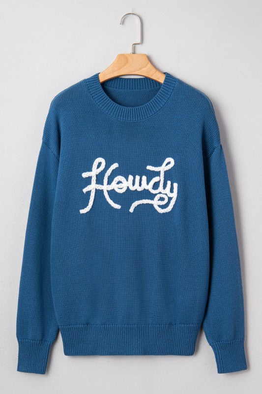Western Howdy Embroidered Crewneck Sweater Shop Style & More | Fresh Looks, Everyday Deals & Free Shipping