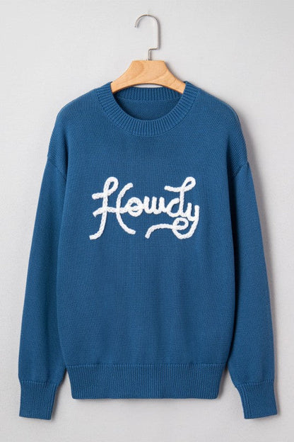 Western Howdy Embroidered Crewneck Sweater Shop Style & More | Fresh Looks, Everyday Deals & Free Shipping