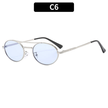 Retro Oval Dual-Beam Metal Sunglasses | UV Protection FitiqueFit