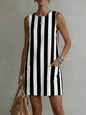 Women's Striped Color-Block Sleeveless Mini Dress – Loose Fit FitiqueFit
