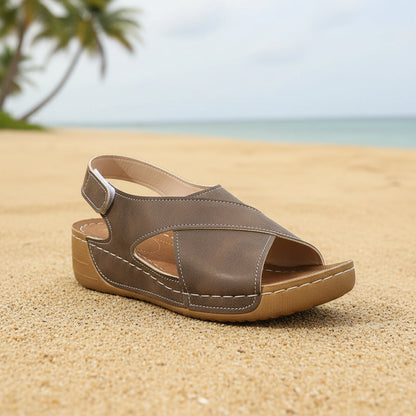 Women's Platform Roman Sandals | Open Toe Velcro Beach Sandals FitiqueFit