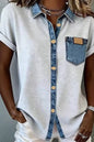 Denim Trim Button-Down Shirt New Era Fashion LLc