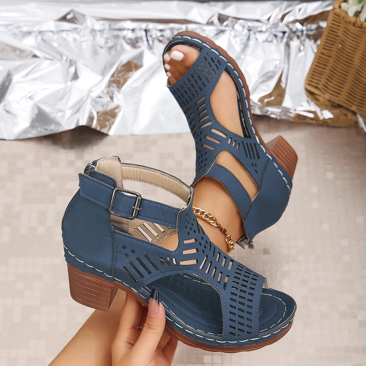 Open Toe Block Heel Sandals New Era Fashion LLc