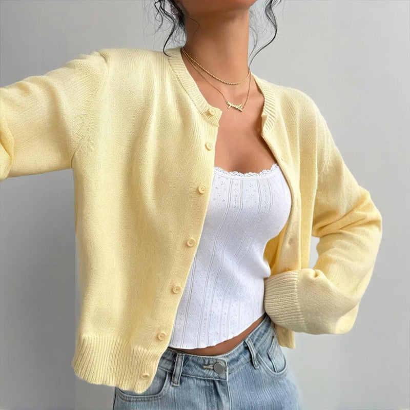 Light Ribbed Button-Up Cardigan FitiqueFit