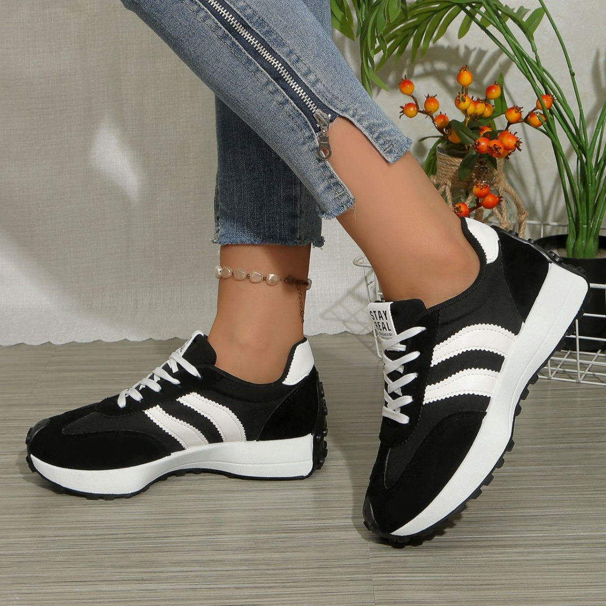 Round Toe Lace Up Sneakers New Era Fashion LLc