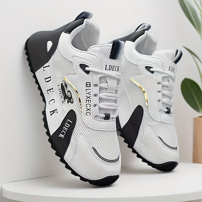 Golden Accent Mesh Sneakers Breathable Light Customizable