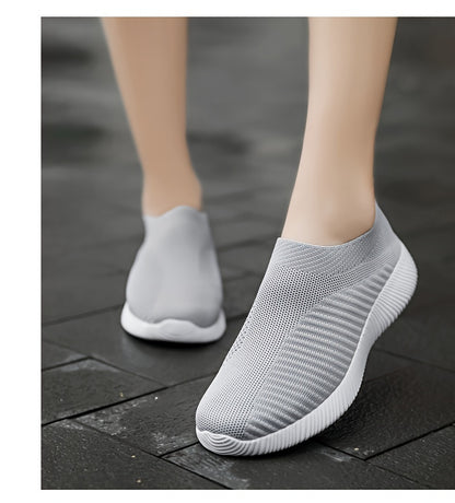 Women'S Lightweight Slip-On Sneakers, Solid Color Fabric Upper, Round Toe, MD Sole, Low Top, All-Season Casual Shoes for Running, Fitness, Dance, Walking, Travel NovaCart