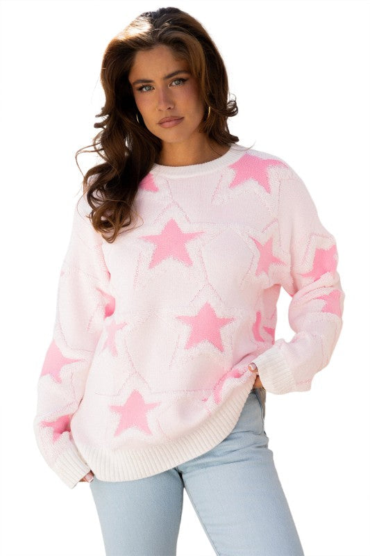 Star Ribbed Trim Drop Shoulder Oversized Sweater Shop Style & More | Fresh Looks, Everyday Deals & Free Shipping
