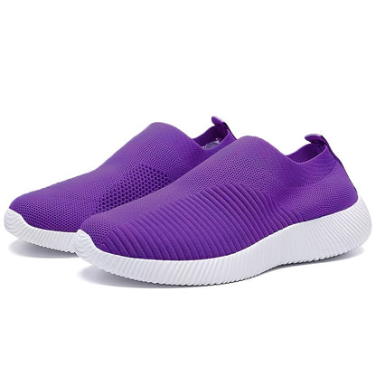 Women'S Lightweight Slip-On Sneakers, Solid Color Fabric Upper, Round Toe, MD Sole, Low Top, All-Season Casual Shoes for Running, Fitness, Dance, Walking, Travel NovaCart