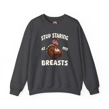 Stop Staring At My Breasts Crewneck Sweatshirt The Devil's Pickle