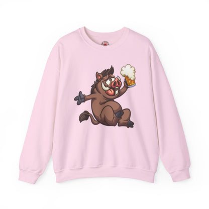 Beer Drinking Boar Crewneck Sweatshirt The Devil's Pickle