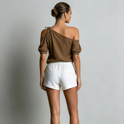 Off-Shoulder Short-Sleeve Top – 7 Colors, XS–3XL FitiqueFit