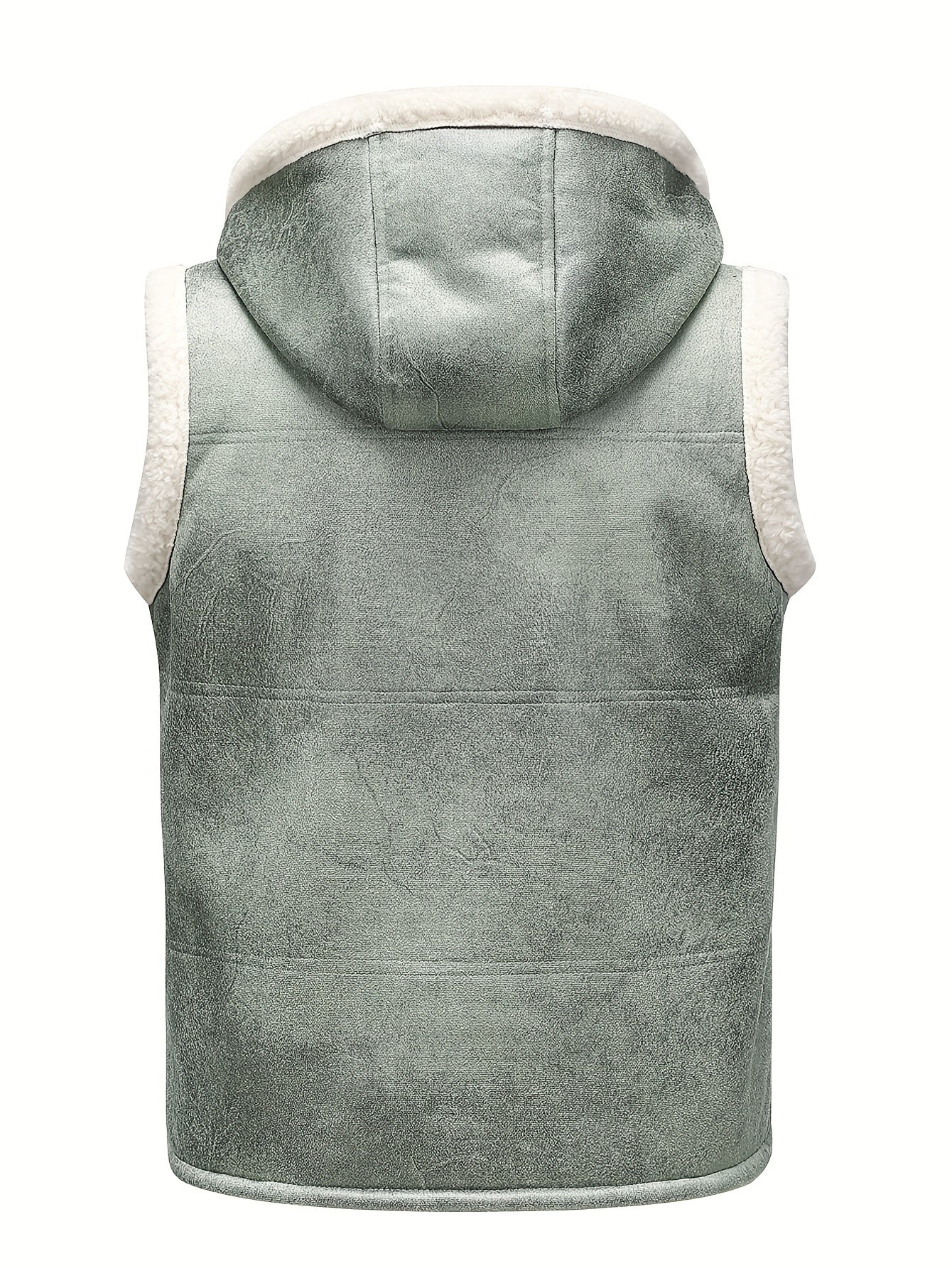 Men's Faux Fur-Lined Hooded Vest, Thickened and -Lined, Fashionable Windproof and Warm Outer Jacket for Men NovaCart