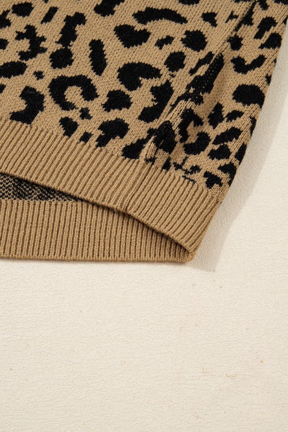 Leopard Ribbed Trim Crewneck Drop Shoulder Sweater Shop Style & More | Fresh Looks, Everyday Deals & Free Shipping