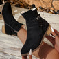 Cross-Strap Side-Zipper Mid-Heel Ankle Boots Women FitiqueFit