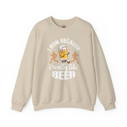 I Run Because I Really Like Beer Crewneck Sweatshirt The Devil's Pickle