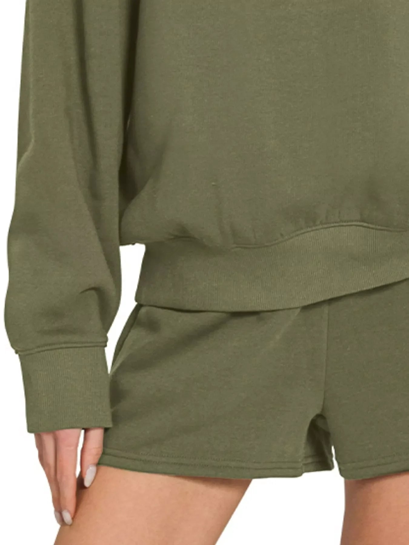 Zenana Fleece Long Sleeve Sweatshirts & Shorts Set West2East Surf