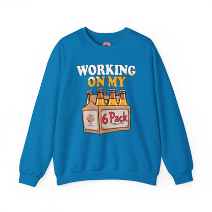 Working On My 6 Pack Crewneck Sweatshirt The Devil's Pickle