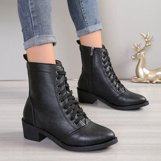 British Style High-Top Zipper Leather Boots — Women’s Trend Fashion Boots FitiqueFit