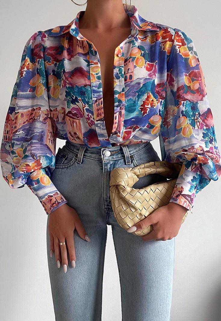 Long Sleeved Single Breasted Casual Top | Colorful Cowgirl Fashion for Every Day Country in My Heart