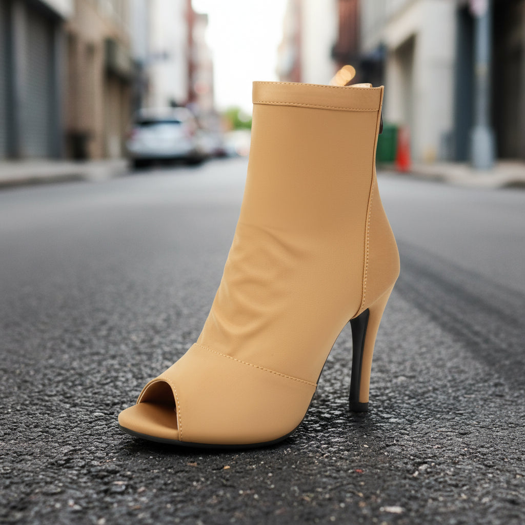 Women’s Peep Toe Stiletto Boots | High Heel Fishmouth Boots FitiqueFit