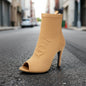 Women’s Peep Toe Stiletto Boots | High Heel Fishmouth Boots FitiqueFit