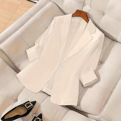 Women's Three-Quarter Sleeve Single-Button Casual Blazer FitiqueFit