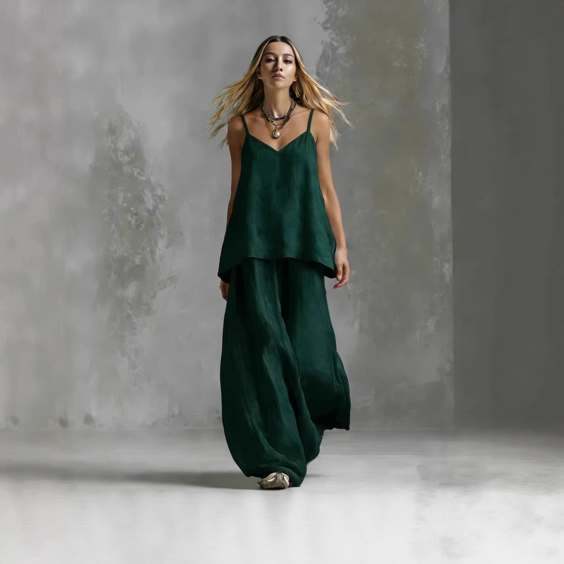 Women's Sleeveless Elegant Pantsuit – Off-Shoulder 2-Piece Suit Set FitiqueFit
