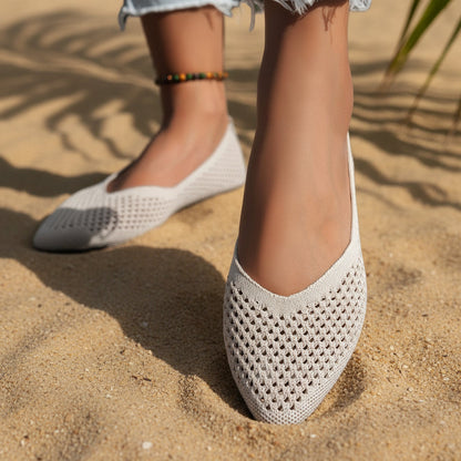 Women's Pointed Toe Flyknit Slip-On Loafers – Flat Casual Shoes FitiqueFit