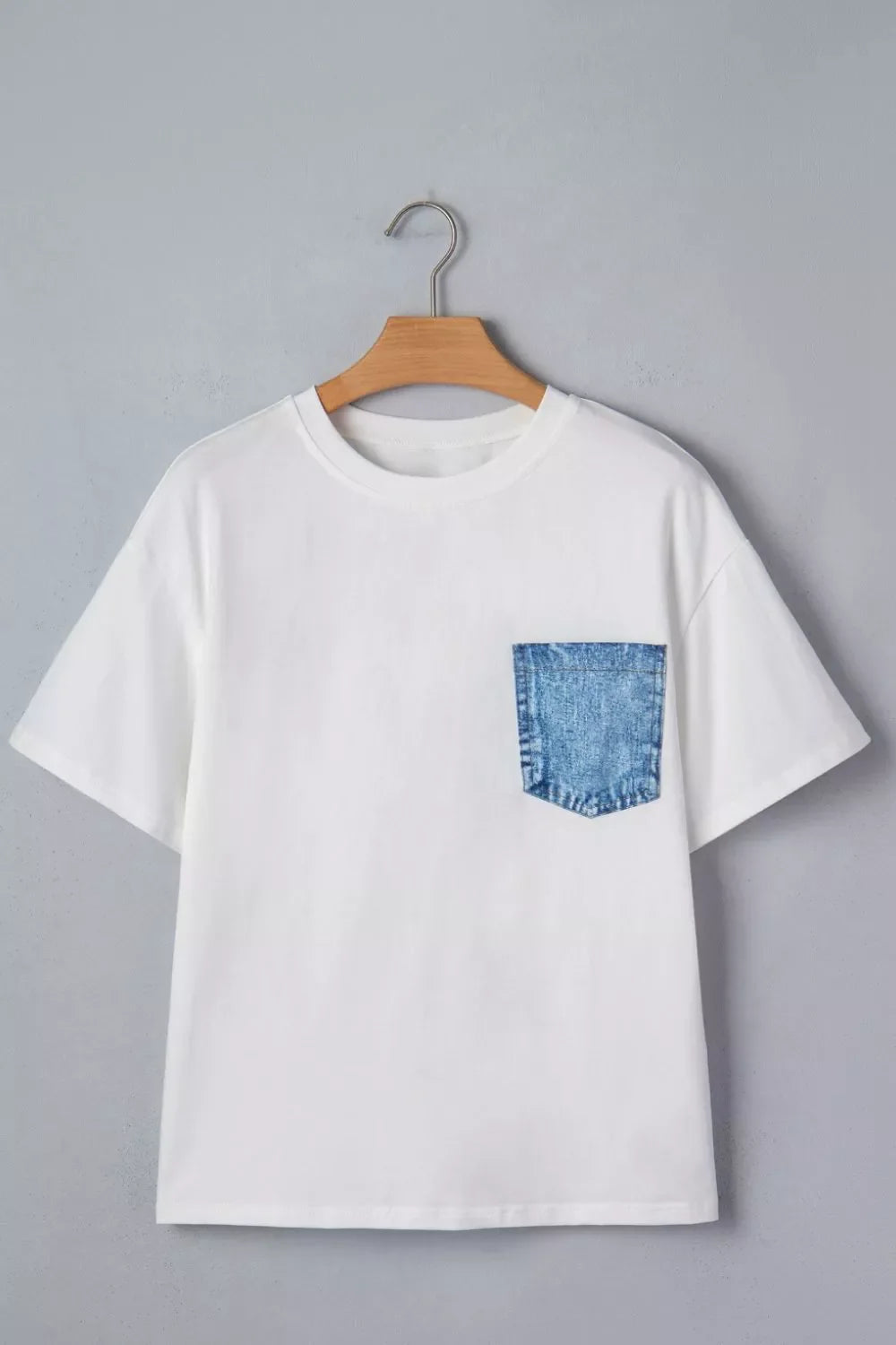 Color Block Chest Pocket Patched Casual Short Sleeve Top New Era Fashion LLc