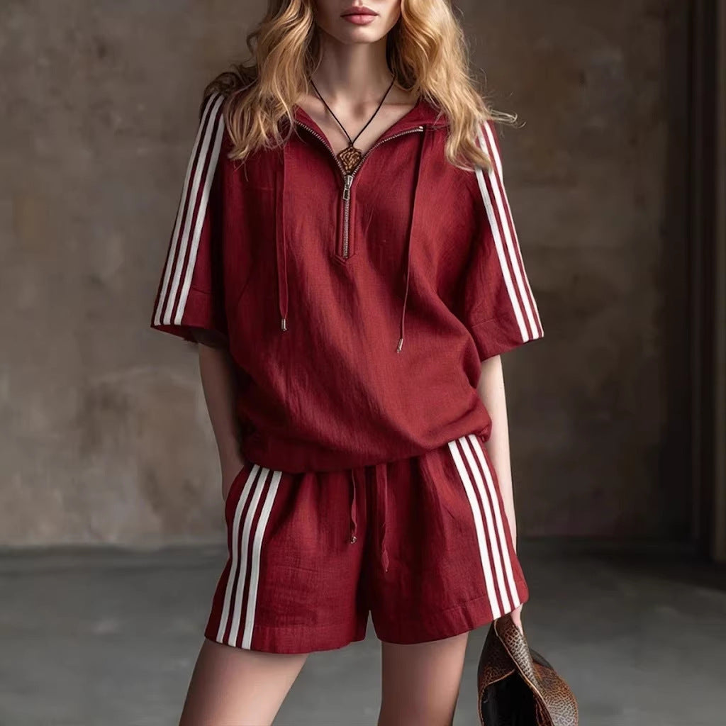 Women's Loose-Fit Two-Piece Sportswear Set – Shirt & Cropped Pants FitiqueFit
