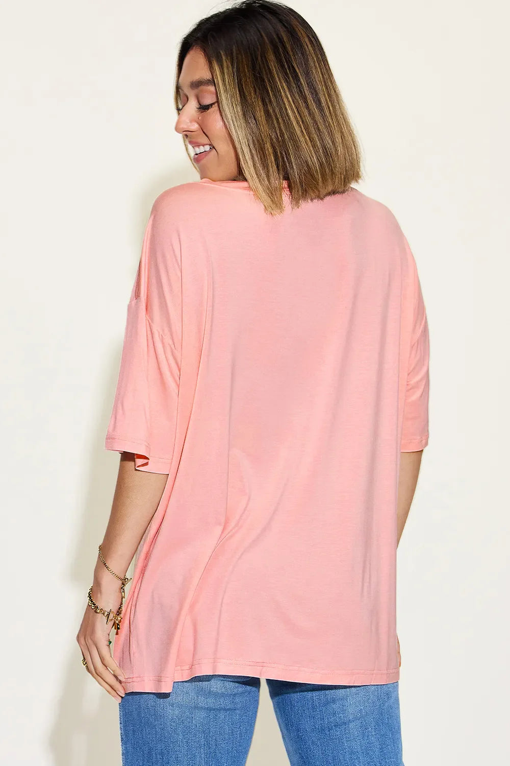 Basic Bae Full Size Bamboo V-Neck Drop Shoulder T-Shirt New Era Fashion LLc