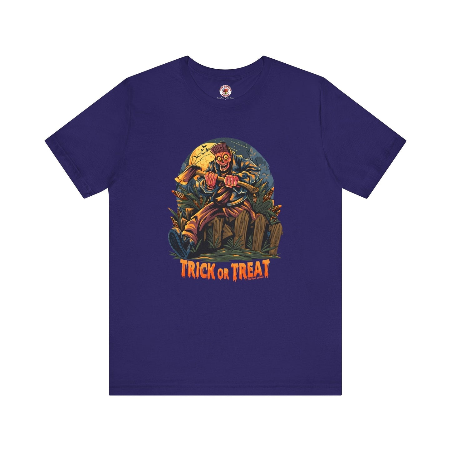 Axe Wielding Zombie Trick or Treat T-Shirt The Devil's Pickle